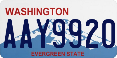 WA license plate AAY9920