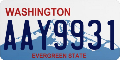 WA license plate AAY9931