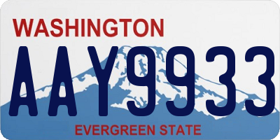 WA license plate AAY9933