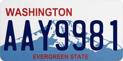 WA license plate AAY9981