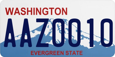 WA license plate AAZ0010