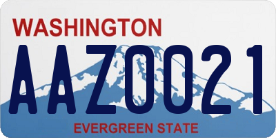 WA license plate AAZ0021