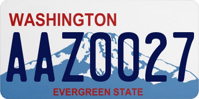 WA license plate AAZ0027