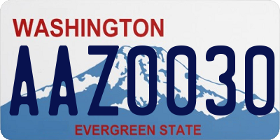 WA license plate AAZ0030