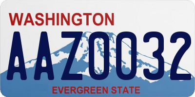 WA license plate AAZ0032