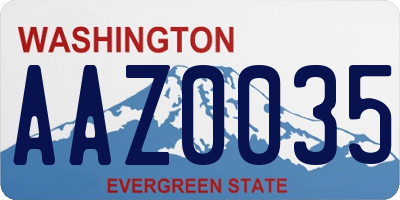 WA license plate AAZ0035