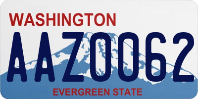 WA license plate AAZ0062