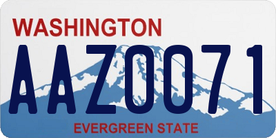 WA license plate AAZ0071