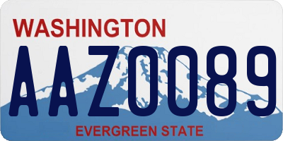 WA license plate AAZ0089
