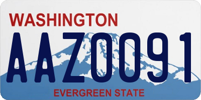 WA license plate AAZ0091