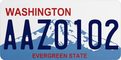 WA license plate AAZ0102