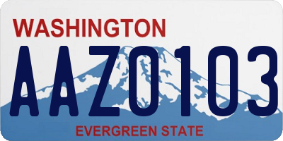 WA license plate AAZ0103