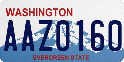 WA license plate AAZ0160