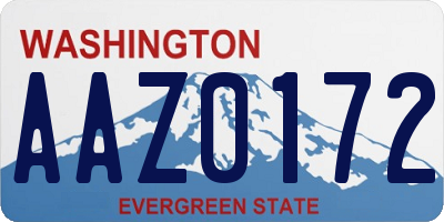 WA license plate AAZ0172