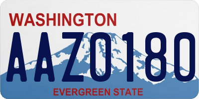 WA license plate AAZ0180