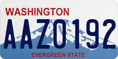 WA license plate AAZ0192