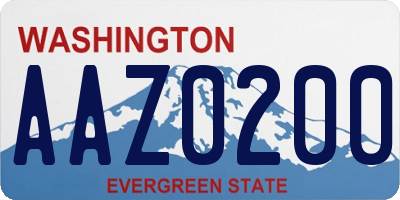 WA license plate AAZ0200