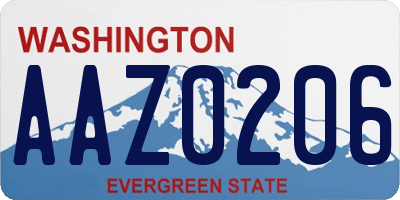 WA license plate AAZ0206