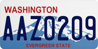 WA license plate AAZ0209