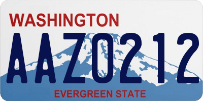 WA license plate AAZ0212