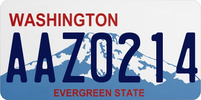 WA license plate AAZ0214