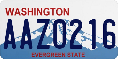 WA license plate AAZ0216