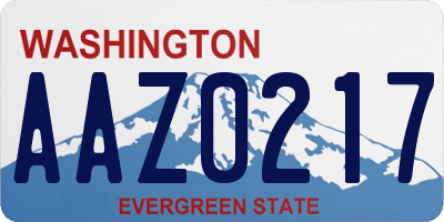 WA license plate AAZ0217
