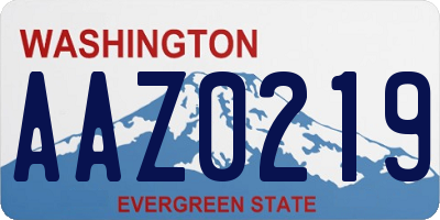 WA license plate AAZ0219
