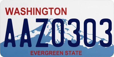 WA license plate AAZ0303