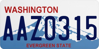 WA license plate AAZ0315