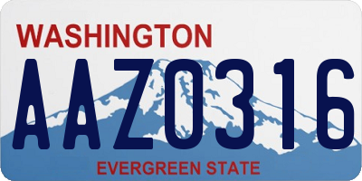 WA license plate AAZ0316