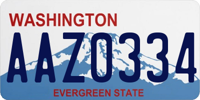 WA license plate AAZ0334
