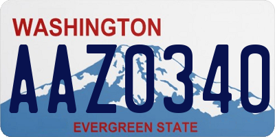 WA license plate AAZ0340