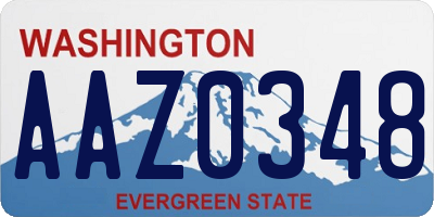 WA license plate AAZ0348