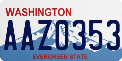 WA license plate AAZ0353