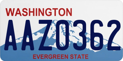 WA license plate AAZ0362