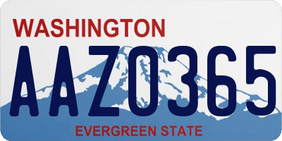 WA license plate AAZ0365