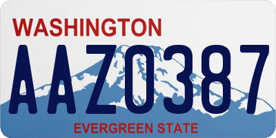 WA license plate AAZ0387