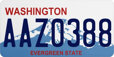 WA license plate AAZ0388