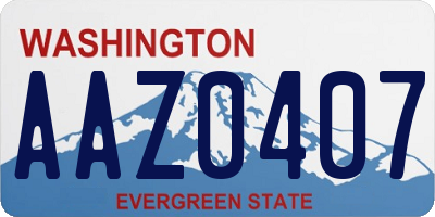 WA license plate AAZ0407