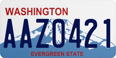 WA license plate AAZ0421