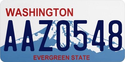 WA license plate AAZ0548