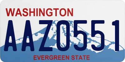 WA license plate AAZ0551