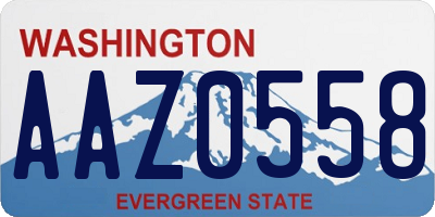 WA license plate AAZ0558
