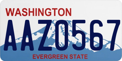WA license plate AAZ0567