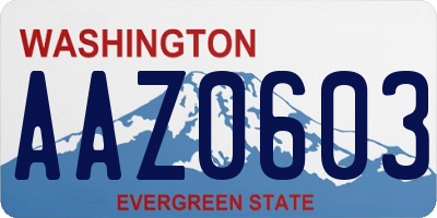 WA license plate AAZ0603