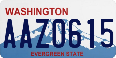 WA license plate AAZ0615