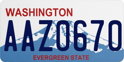 WA license plate AAZ0670