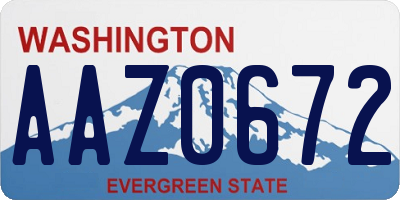 WA license plate AAZ0672