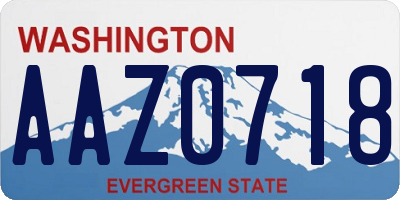 WA license plate AAZ0718